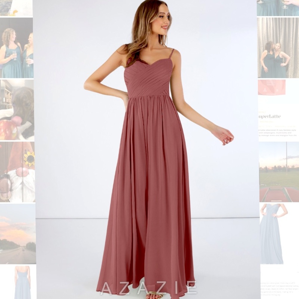 Azazie Lisbon Style Desert Rose Floor Length Bridesmaid Dress